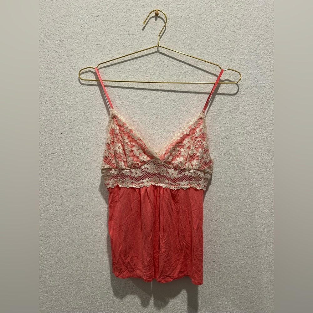 In Bloom white lace Coral pink Camisole tank top